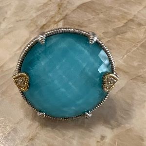Super FUN Judith Ripka Turquoise Ring w/ 18k YH & Diamonds accents.